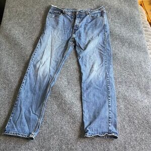 Levis 505 Regular Fit Straight Leg Jeans Mens 38x32 Medium Wash Blue Denim